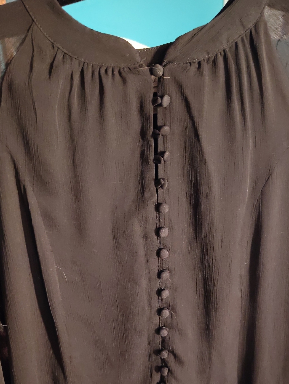 Joie Sheer Long Sleeve Black Button-Front Short Dress